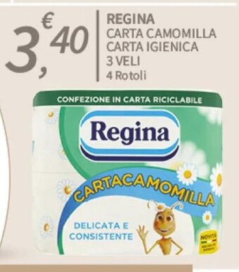SpeSì REGINA CARTA CAMOMILLA CARTA IGIENICA 3 VELI 4 Rotoli offerta