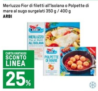 Iper La Grande Merluzzo Fior di filetti all'Isolana o Polpette di mare al sugo surgelati 350 g / 400 g ARBI offerta