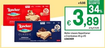 Iper La Grande Wafer classic Napolitaner o Cremkakao 45 g x10 LOACKER offerta