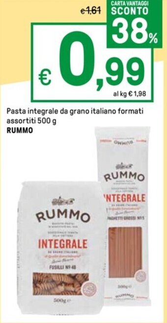 Iper La Grande Pasta integrale da grano italiano formati assortiti 500 g RUMMO offerta