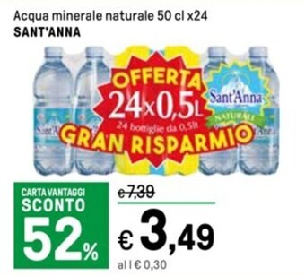 Iper La Grande Acqua minerale naturale 50 cl x24 SANT'ANNA offerta