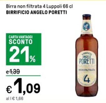 Iper La Grande Birra non filtrata 4 Luppoli 66 cl BIRRIFICIO ANGELO PORETTI offerta