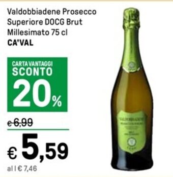 Valdobbiadene Prosecco Superiore DOCG Brut Millesimato 75 cl CA'VAL