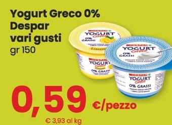DeSpar Express Despar yogurt greco 0% offerta