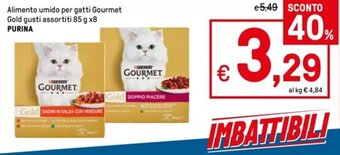 Iper La Grande Alimento umido per gatti Gourmet Gold gusti assortiti 85 g x8 PURINA offerta