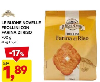 DPiù Le buone novelle frollini con farina di riso offerta