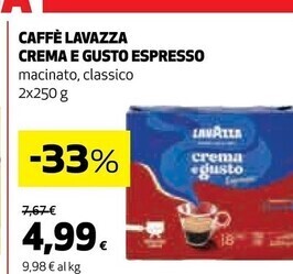 Coop Lavazza caffè crema e gusto espresso offerta
