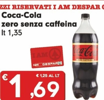 Despar Coca cola zero senza caffeina offerta