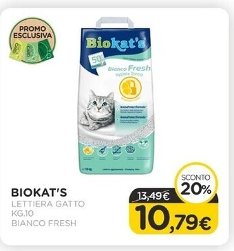 Arcaplanet Biokat's lettiera gatto kg.10 bianco fresh offerta