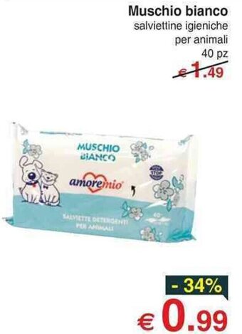 Muschio bianco salviettine igieniche per animali 40 pz