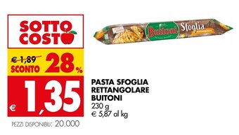 Tigros PASTA SFOGLIA RETTANGOLARE BUITONI 230 g offerta