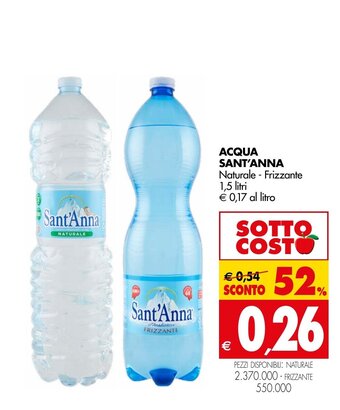 Tigros ACQUA SANT'ANNA Naturale - Frizzante 1,5 litri offerta