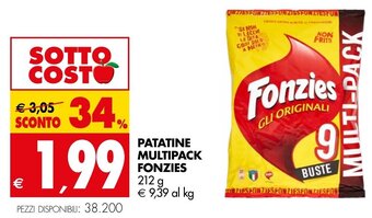 Tigros PATATINE MULTIPACK FONZIES 212 g offerta