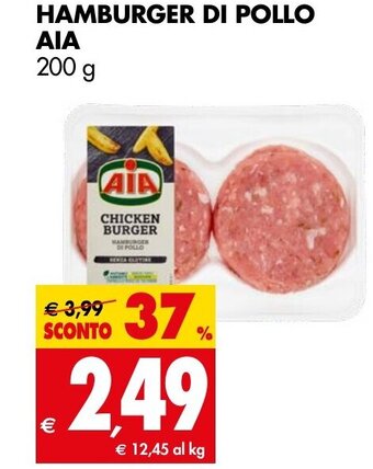 Tigros HAMBURGER DI POLLO AIA 200 g offerta