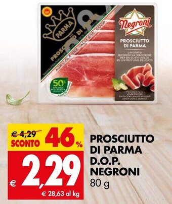 Tigros PROSCIUTTO DI PARMA D.O.P. NEGRONI 80 g offerta