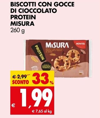 Tigros BISCOTTI CON GOCCE DI CIOCCOLATO PROTEIN Misura 260 g offerta