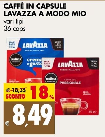 Tigros CAFFÈ IN CAPSULE LAVAZZA A MODO MIO vari tipi 36 caps offerta