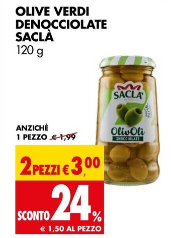 Tigros OLIVE VERDI DENOCCIOLATE SACLÀ 120 g offerta