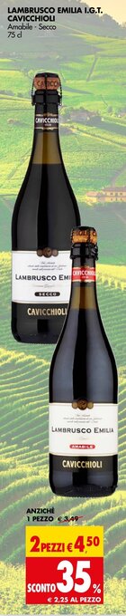 Tigros LAMBRUSCO EMILIA I.G.T. CAVICCHIOLI Amabile - Secco 75 cl offerta