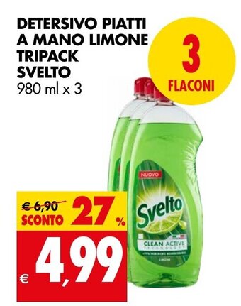 Tigros DETERSIVO PIATTI A MANO LIMONE TRIPACK SVELTO 980 ml x 3 offerta