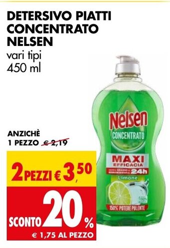 Tigros DETERSIVO PIATTI CONCENTRATO Nelsen vari tipi 450 ml offerta