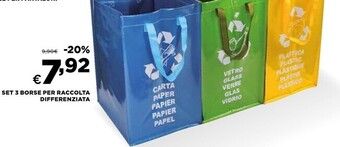 Ipercoop Set 3 borse per raccolta differenziata offerta