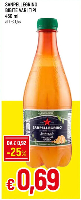 Galassia SANPELLEGRINO BIBITE VARI TIPI 450 ml offerta