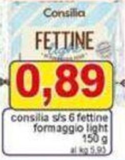 Pewex consilia s/s 6 fettine formaggio light 150 g offerta