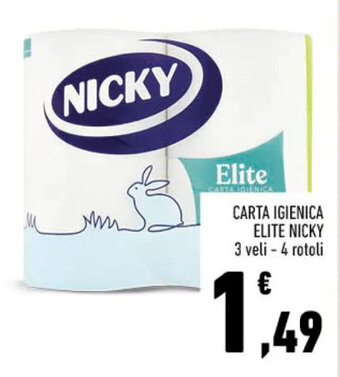 Conad CARTA IGIENICA ELITE NICKY 3 veli - 4 rotoli offerta
