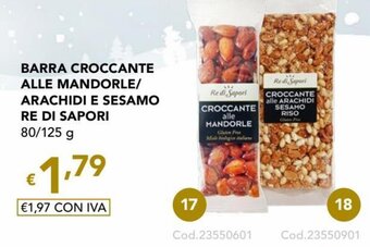 Migross Superstore BARRA CROCCANTE ALLE MANDORLE/ ARACHIDI E SESAMO RE DI SAPORI 80/125 g offerta