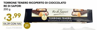 Migross Superstore TORRONE TENERO RICOPERTO DI CIOCCOLATO RE DI SAPORI 200 g offerta