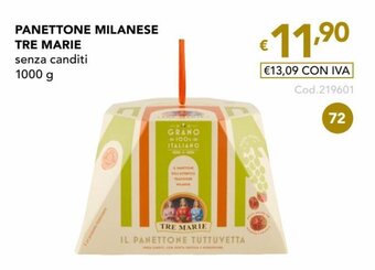 PANETTONE MILANESE TRE MARIE senza canditi 1000 g