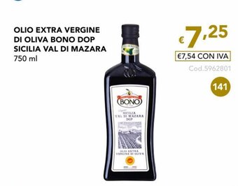 OLIO EXTRA VERGINE DI OLIVA BONO DOP SICILIA VAL DI MAZARA 750 ml