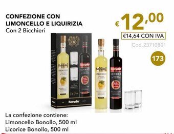 CONFEZIONE CON LIMONCELLO E LIQUIRIZIA Con 2 Bicchieri