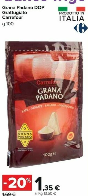 Carrefour Market Carrefour - Grana Padano DOP Grattugiato 100 G(ml) offerta