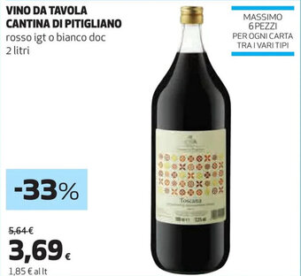 In Coop VINO DA TAVOLA CANTINA DI PITIGLIANO rosso igt o bianco doc 2 litri offerta