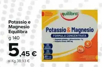 Carrefour Equilibra Sport & Fit Line Potassio E Magnesio Sport Gusto Agrumi 140 G(ml) offerta