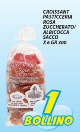 Vivo Supermercati CROISSANT PASTICCERIA ROSA ZUCCHERATO/ ALBICOCCA SACCO X 6 GR 300 offerta