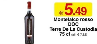 Sì con te Terre de la custodia montefalco rosso doc offerta