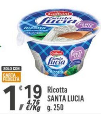 Supermercati Dok Ricotta SANTA LUCIA g 250 offerta