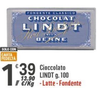 Supermercati Dok Cioccolato LINDT g. 100 offerta