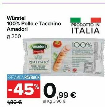Carrefour Market Amadori Wurstel di pollo offerta