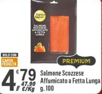 Supermercati Dok SALMONE SCOZZESE AFFUMICATO A FETTA LUNGA g 100 offerta