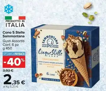 Carrefour Market Sammontana 6 Coni Cinque Stelle Caffè 450 G(ml) offerta
