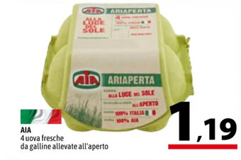 A&O AIA 4 uova fresche da galline allevate all'aperto offerta