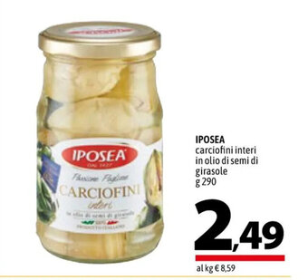 A&O IPOSEA carciofini interi in olio di semi di girasole g 290 offerta