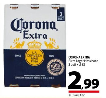 A&O CORONA EXTRA Birra Lager Messicana 3 bott x cl 33 offerta