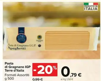 Carrefour Terre d'Italia Pasta di semola offerta