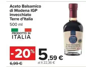 Carrefour Terre d'Italia Aceto Balsamico Di Modena Igp Invecchiato 500 Ml offerta
