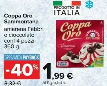 Carrefour Sammontana Coppa Oro Amarena Con Amarene Fabbri Panna Fresca E Meringhe 360 G(ml) offerta